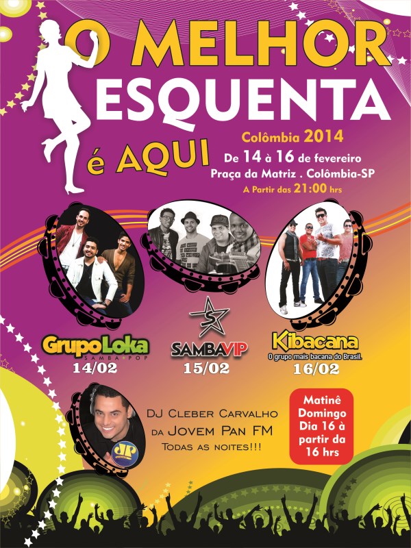 Esquenta Colômbia de 14 a 16 de fevereiro